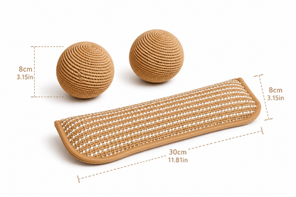 The Cats Mao Play & Scratch Bundle | 2 Interactive Rope Balls + Sisal Scratching Pad Set